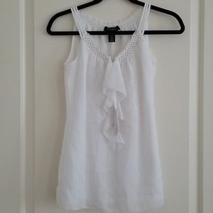 WHBM White Silky Embroidered Top